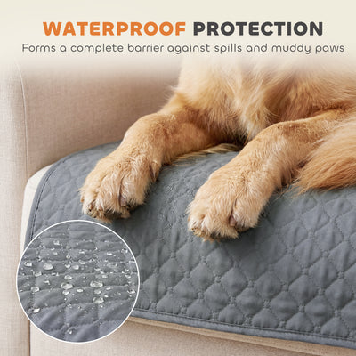 PawHut Waterproof Sofa Cover 2 Seater, Soft Couch Cover for Dogs Cats Pets, Non Slip Sofa Slipcoevr with Elastic Straps 