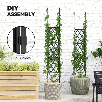 Outsunny Foldable Garden Trellis, Lattice Climbing Support Trellis for Garden, DIY Assembly, 85 x 197 cm, Black 