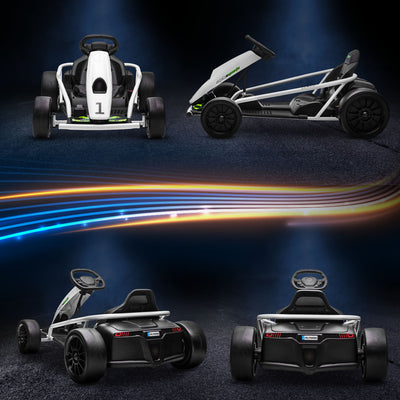 HOMCOM 24V Electric Go Kart for Kids, Drift Ride-On Racing Go Kart with 2 Speeds, for Boys Girls Aged 8-12 Years Old, White 