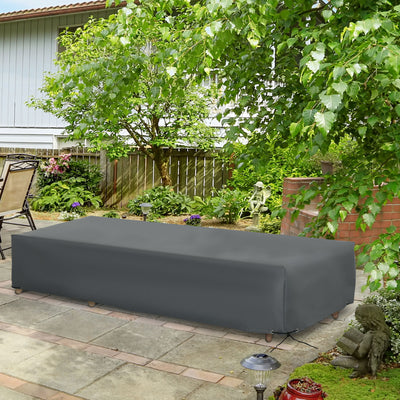 Outsunny 200x73cm Outdoor Garden Rattan Furniture Protective Cover Water UV Resistant Grey 