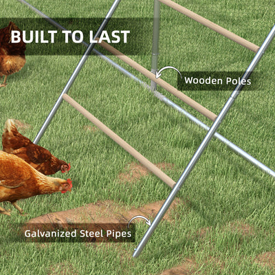 PawHut Chicken Perch for Coop, Wooden and Galvanised Steel Roosting Bar Jungle Gym, Chicken Roosting Ladder for Backyard Farm 