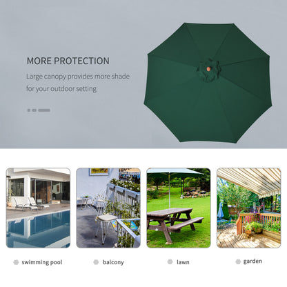 Outsunny 2.5m Garden Parasol Umbrella, Outdoor Market Table Umbrella with Wooden Pole & 8 Fibre Glass Ribs, Round Sun Shade Canopy, Green 