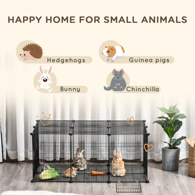 PawHut Pet Playpen DIY Small Animal Cage Metal Fence with Door, 22 Pieces, for Bunny Chinchilla Hedgehog Guinea Pig 