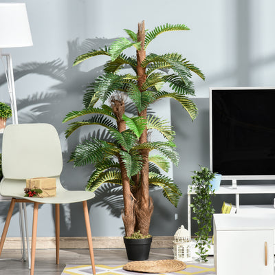 Outsunny Artificial Plant Tropical Palm in Pot, Fake Plants for Home Indoor Outdoor Decor, 150cm, Green 