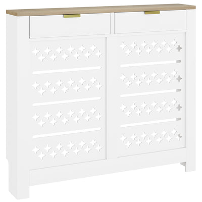 HOMCOM 108 x 19 cm Minimal Radiator Cover, with 2 Drawers - White 