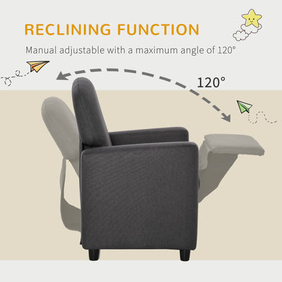 HOMCOM 2 in 1 design Kids Sofa Armchair with Footrest for Children Playroom Bedroom Living Room, 55 x 50 x 67cm, Grey 
