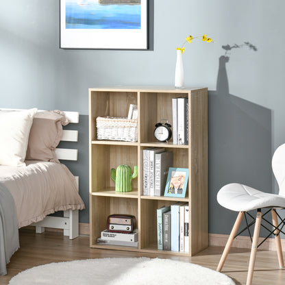 HOMCOM Six-Cube Bookcase - Oak Wood Effect 