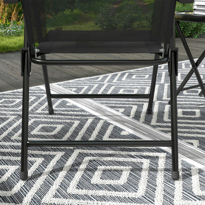 Outsunny Three-Piece Garden Seat Set, with Glass-Top Table - Black 