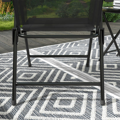 Outsunny Three-Piece Garden Seat Set, with Glass-Top Table - Black 