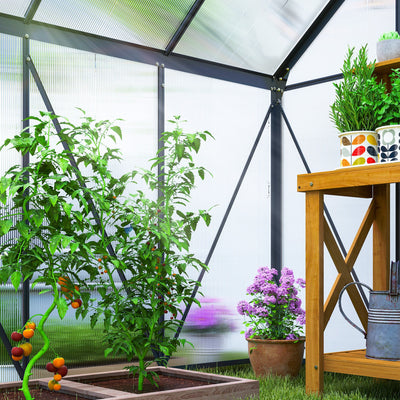 Outsunny 190 x 190cm Walk-In Polycarbonate Greenhouse - Grey 