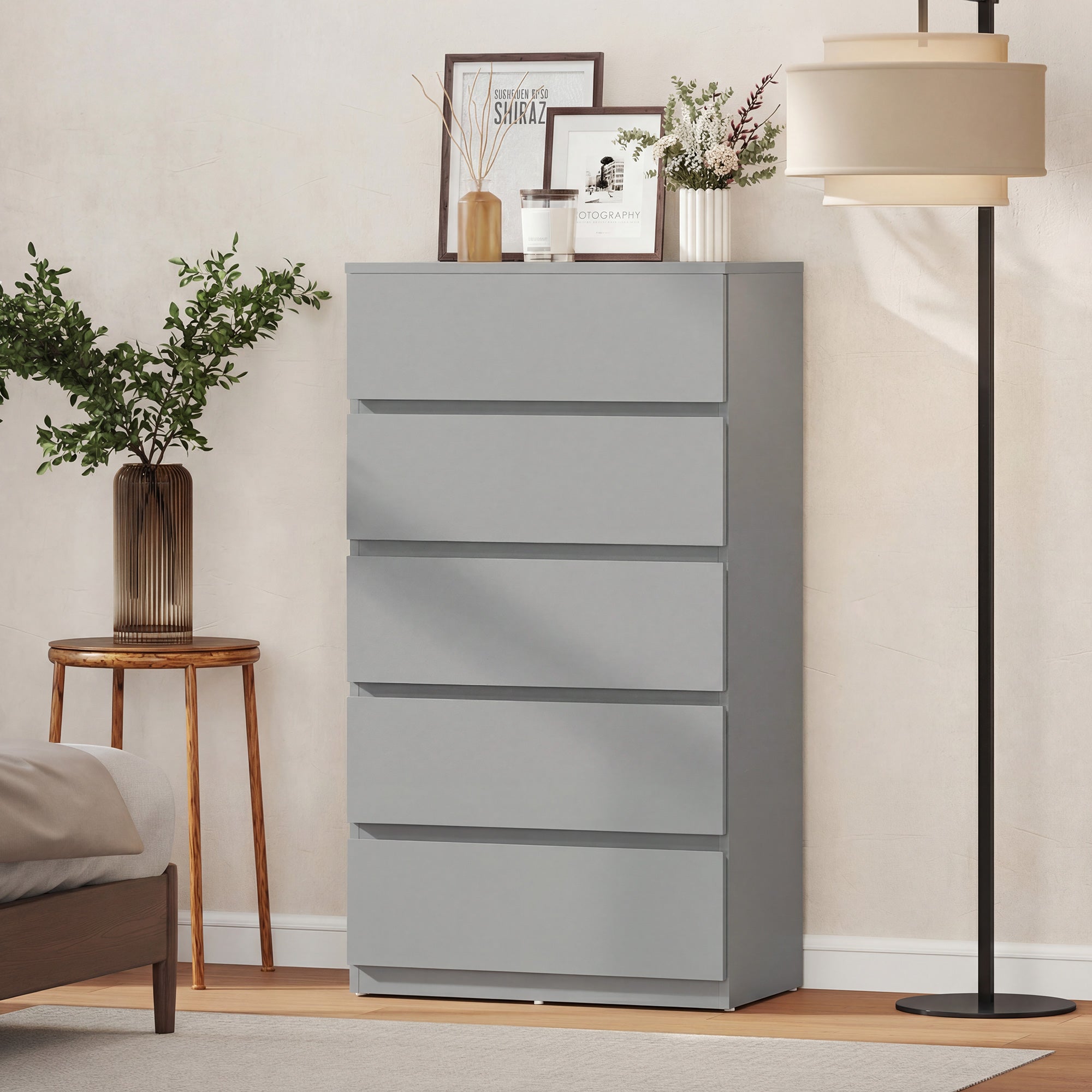 HOMCOM Chest of Drawers, 5-Drawer Storage Cabinets, Modern Dresser, Storage Drawer Unit for Bedroom 