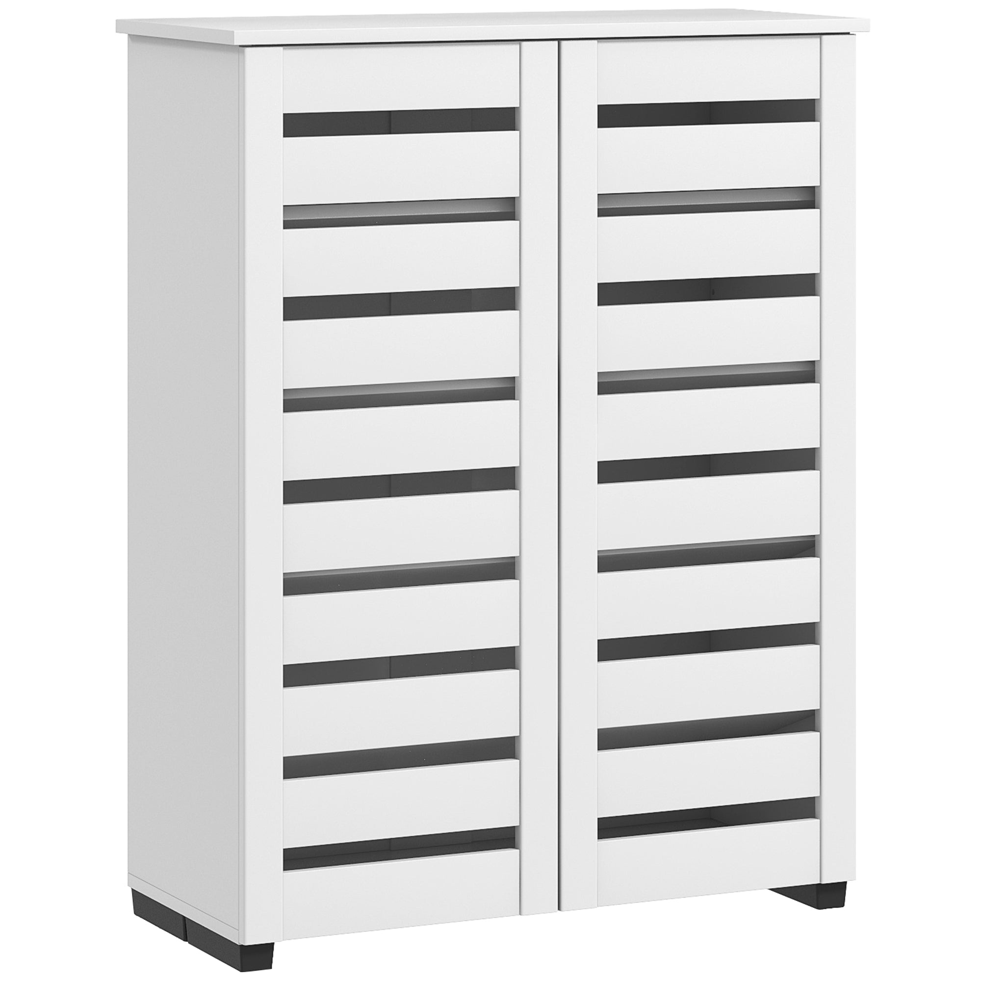 HOMCOM Narrow Shoe Cabinet for Entryway, 5-Tier Slim Shoe Storage Cabinet with 2 Slatted Doors and Adjustable Shelves 