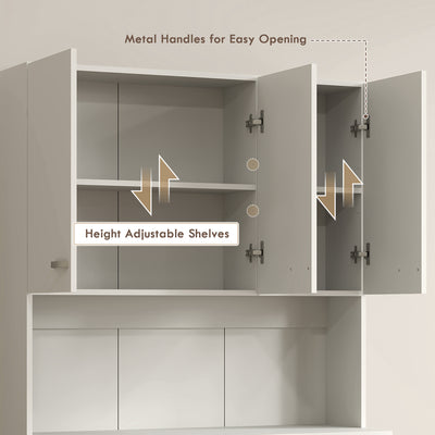 HOMCOM Freestanding Kitchen Pantry Storage Cabinet - White 