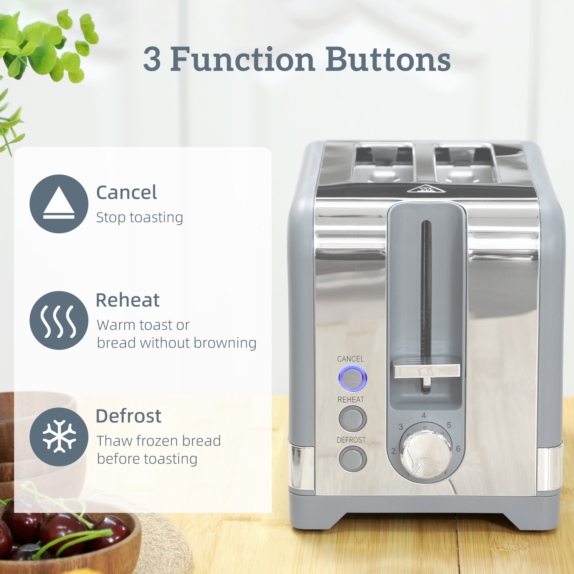 HOMCOM Sleek Textured Kettle and Toaster Set - Grey 