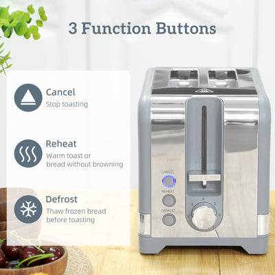 HOMCOM Sleek Textured Kettle and Toaster Set - Grey 