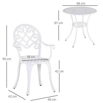 Outsunny Three-Piece Elegant Aluminium Garden Set - White 