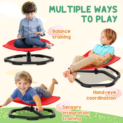 AIYAPLAY Sensory Spinning Chair for Kids, for Coordination, Balance, Red 