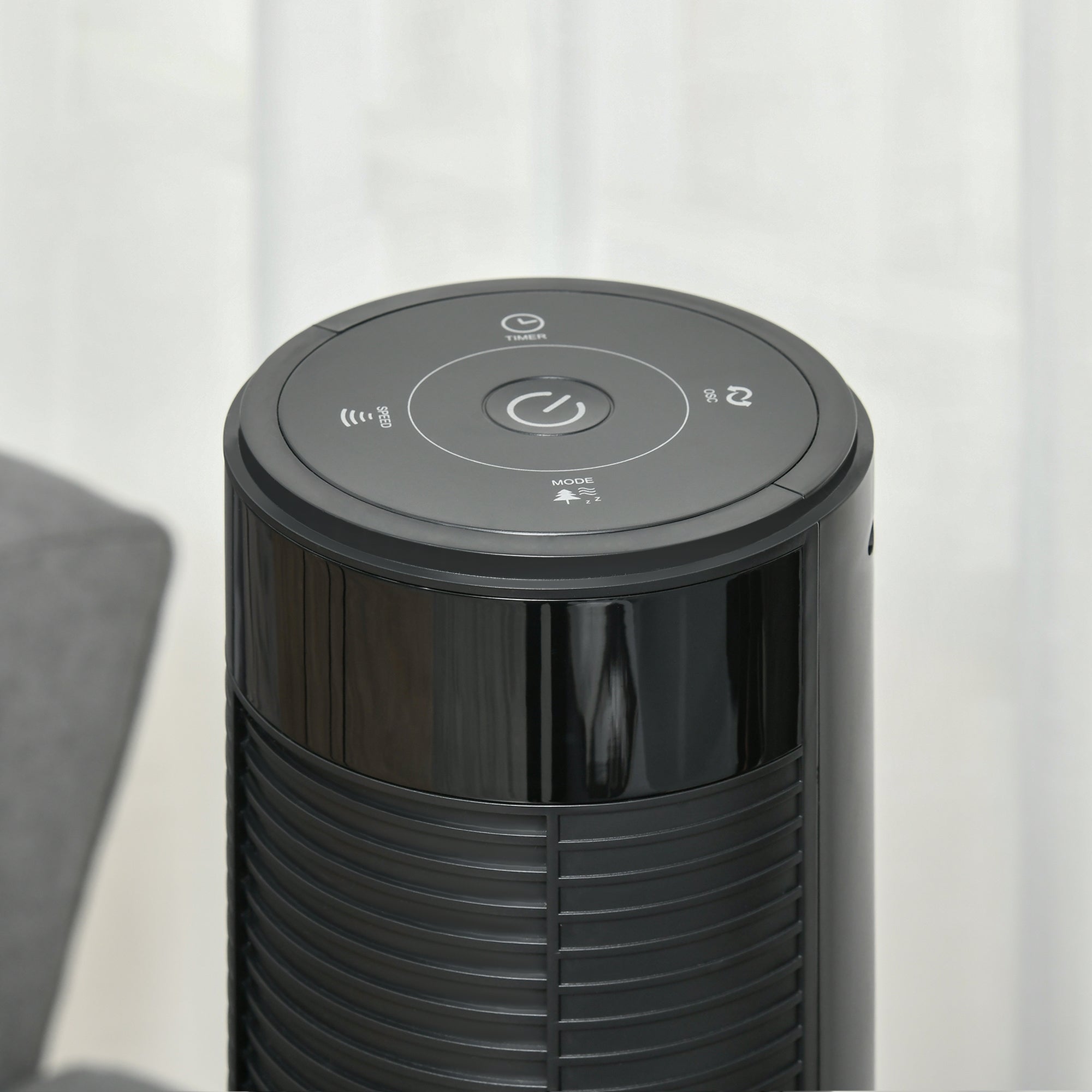 HOMCOM 46" Oscillating Tower Fan with Remote Control, 12H Timer, 3 Speed, 4 Modes, Quiet Cooling Fans, Electric Floor Standing Fan for Home Bedroom Office, Black 