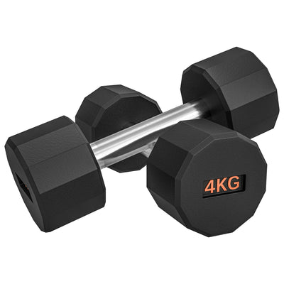 SPORTNOW 2 x 4kg Dumbbells Weights Set with 12-Sided Shape and Non-Slip Grip for Men Women Home Gym Workout 