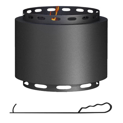 Outsunny Smokeless Fire Pit, 48.5cm Portable Wood Burning Firepit with Poker for Garden Camping Bonfire Party, Metal, Black 