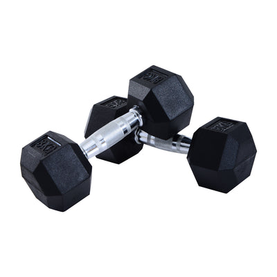 HOMCOM 2x8kg Hex Dumbbell Rubber Weights Sets Hexagonal Gym Fitness Lifting Home 