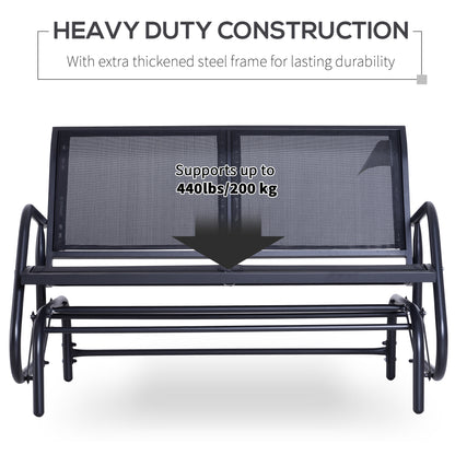 Outsunny 2-Person Outdoor Glider Bench Patio Double Swing Gliding Chair Loveseat w/Power Coated Steel Frame for Garden Patio Porch, Black 