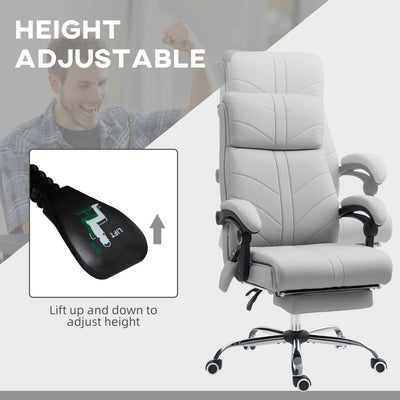 Vinsetto Faux Leather Massage Office Chair - Light Grey 