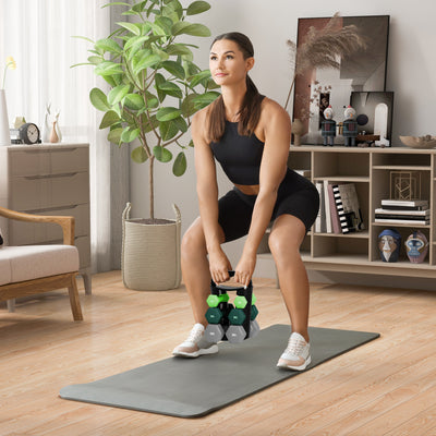 SPORTNOW Dumbbells Set with Storage Rack, 2 x 1kg, 2 x 3kg, 2 x 5kg, Green 