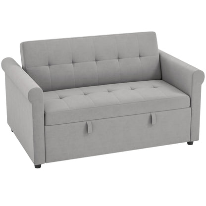 HOMCOM Two-Seater Velvet-Feel Sofa Bed - Grey