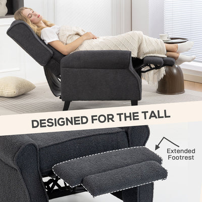 HOMCOM 132° Recliner Armchair, with Extended Footrest - Dark Grey 