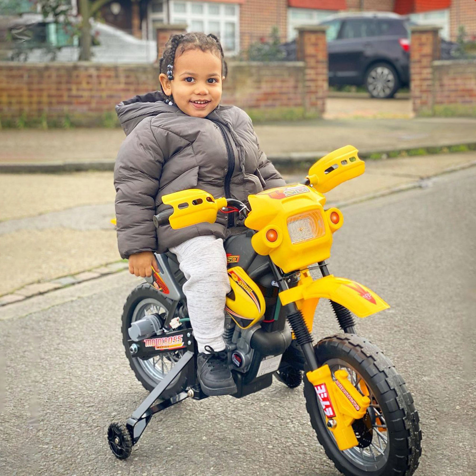 HOMCOM Electric Motorcycle for Kids Ride on Toys-Yellow 