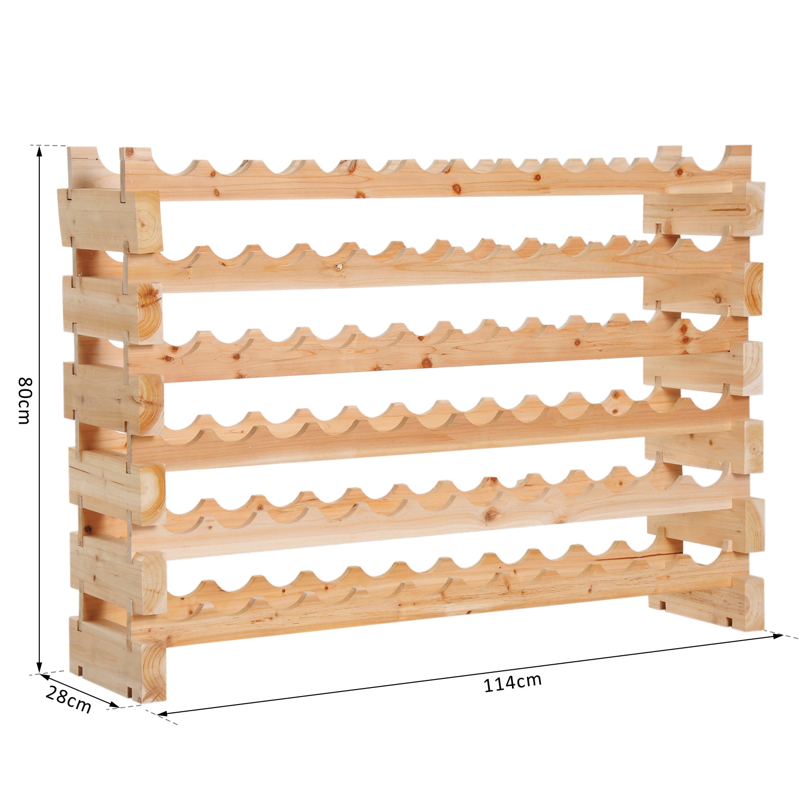 HOMCOM Six-Tier, 72 Bottle Wooden Wine Rack - Natural 