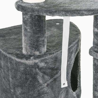 PawHut Floor to Ceiling Cat Tree for Indoor Cats Play Tower Climbing Activity Center Scratching Post Platforms Condo Adjustable Height 220-265cm Dark Grey 