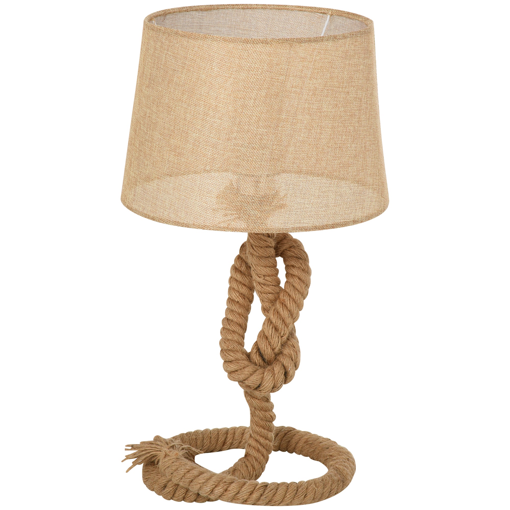 HOMCOM Nautical Style Table Lamp with Fabric Lampshade Metal Frame Power Switch, 54cm Home Desk Lamp Bedroom Living Room Study E27 Base, Beige 
