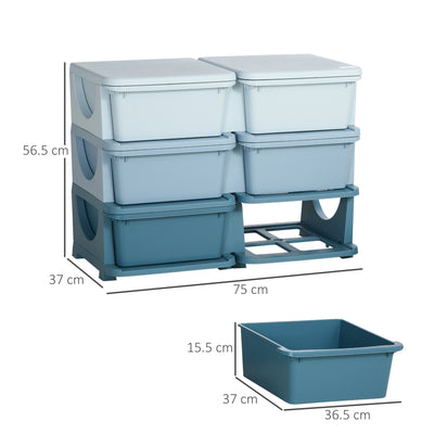 HOMCOM Kids Storage Unit, with Six Drawers - Blue 
