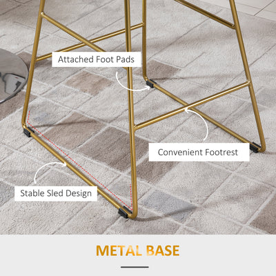 HOMCOM Set of 2 Bar stools Modern Counter Height Wire Metal Bar chairs for Kitchen, Bar Counter, Gold 