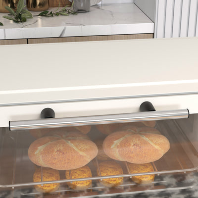 HOMCOM Mini Oven, 9L Countertop Electric Grill, Toaster Oven with Adjustable Temperature, Timer, Dishwasher Safe Baking Tray and Wire Rack, 750W, Cream 