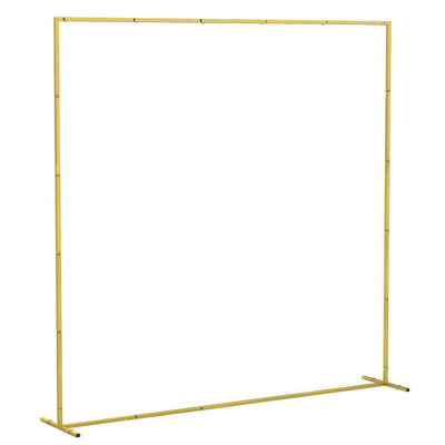Outsunny Wedding Arch Backdrop Stand, Square Metal Arch Frame with U-shaped Stakes, Gold Wedding Arch, 6.6 FT 
