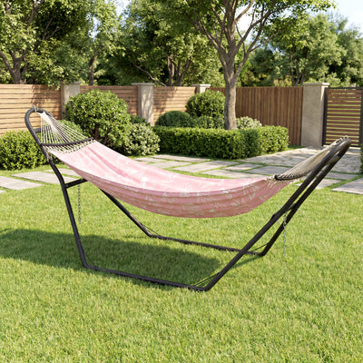 Outsunny 9ft Hammock Stand Adjustable Hammock Frame with Non-Slip Feet for Indoor Outdoor, 150 kg Capacity, Black 