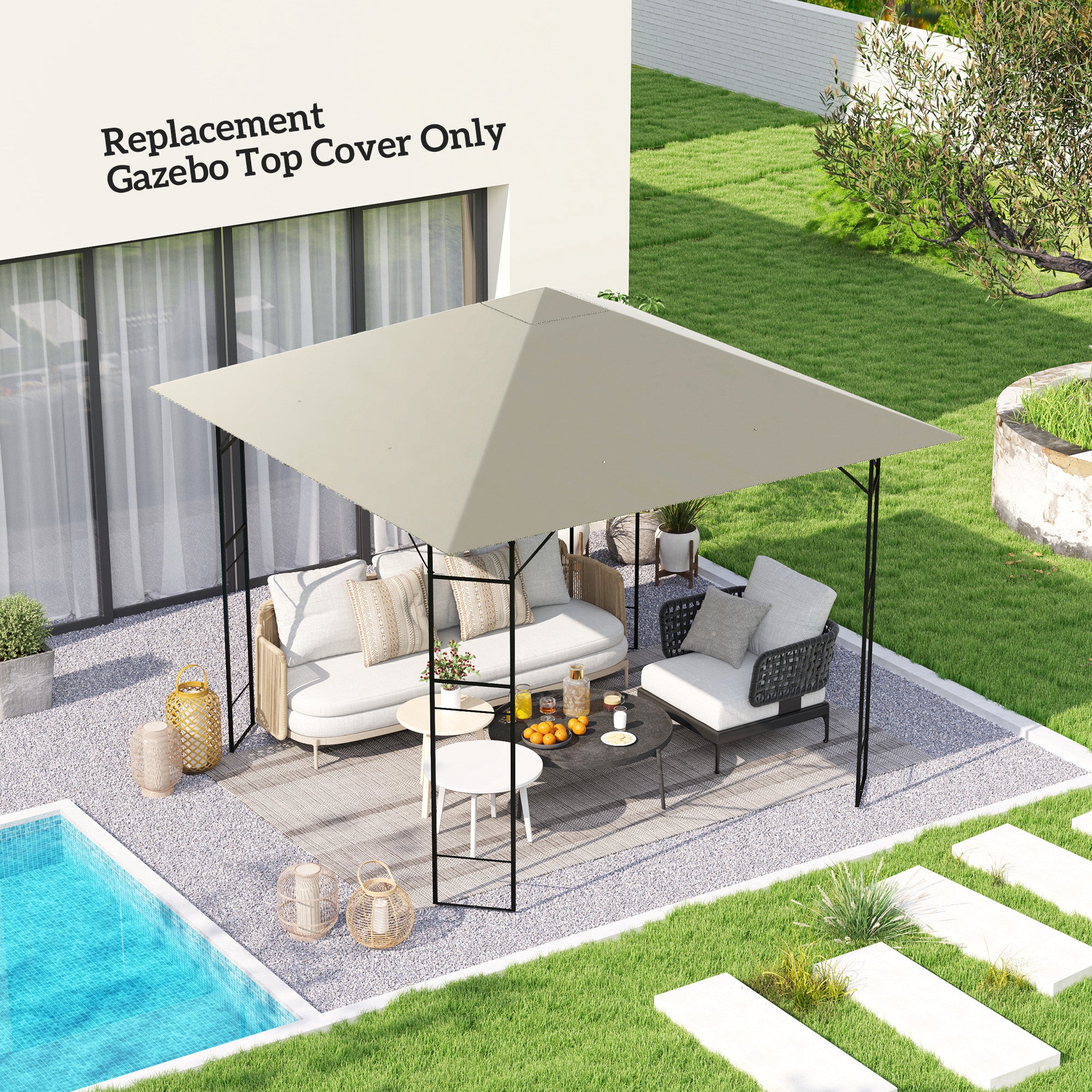 Outsunny 3 x 3(m) Gazebo Canopy Replacement, for 01-0867 - Light Grey 