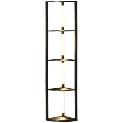 HOMCOM Corner Floor Lamp for Living Room Bedroom with Dimmable Warm White LED Light, Modern Tall Standing Lamp, Black 