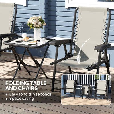 Outsunny Three-Piece Garden Table and Chair Set - Cream White 