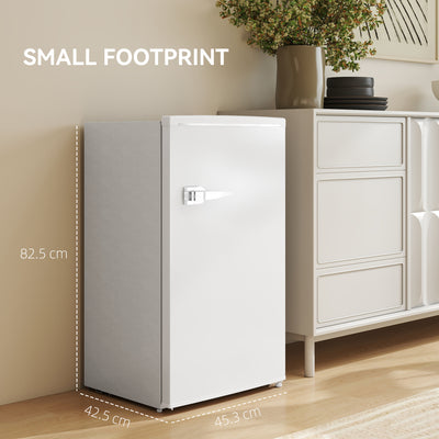 HOMCOM Under Counter Fridge, 85L Small Retro Refrigerator with Chiller Box, Adjustable Thermostat, Glass Shelves, White 