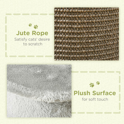 PawHut 58cm Cat Scratching Post, with Covered Plush, Play Balls, for Corner Walls - Grey 