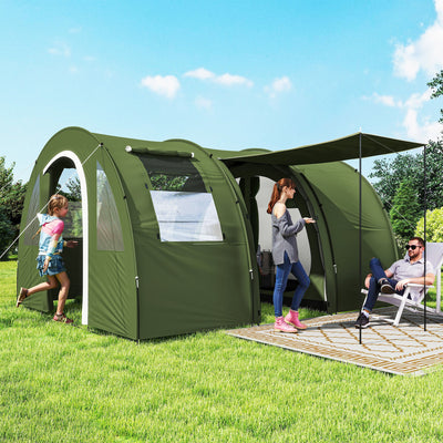 Outsunny 5-6 Man Camping Tent with 2 Room, Floor and Carry Bag - Green 