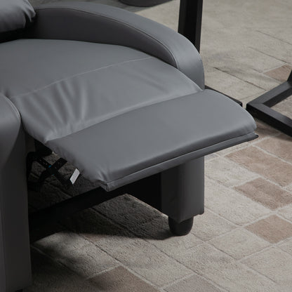 HOMCOM Recliner Armchair, Massage Faux Leather Push Back Reclining Chair with Adjustable Leg Rest, Side Pocket, for Home Living Room Theatre, Grey 