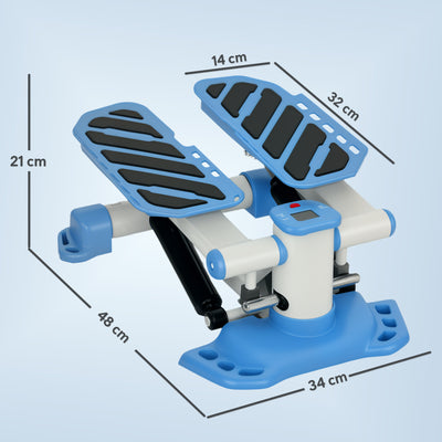 HOMCOM Portable Mini Stepper, Steppers for Exercise Workout with LCD Display Monitor, Anti-skid Foot Pedals for Home Gym Office, Blue 