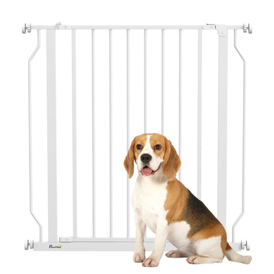 PawHut Extra Wide Dog Safety Gate, with Door Pressure, for Doorways, Hallways, Staircases - White 