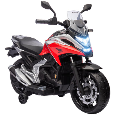 AIYAPLAY 12V Honda Licensed Kids Electric Motorbike w/ Music, Headlights, Early Education Function, for Ages 3-6 Years, Red 