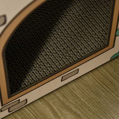 PawHut Two-In-One Cat House, Cat Scratching Board with Scratcher, Catnip, Cat Cardboard Scratcher for Indoor Cats 